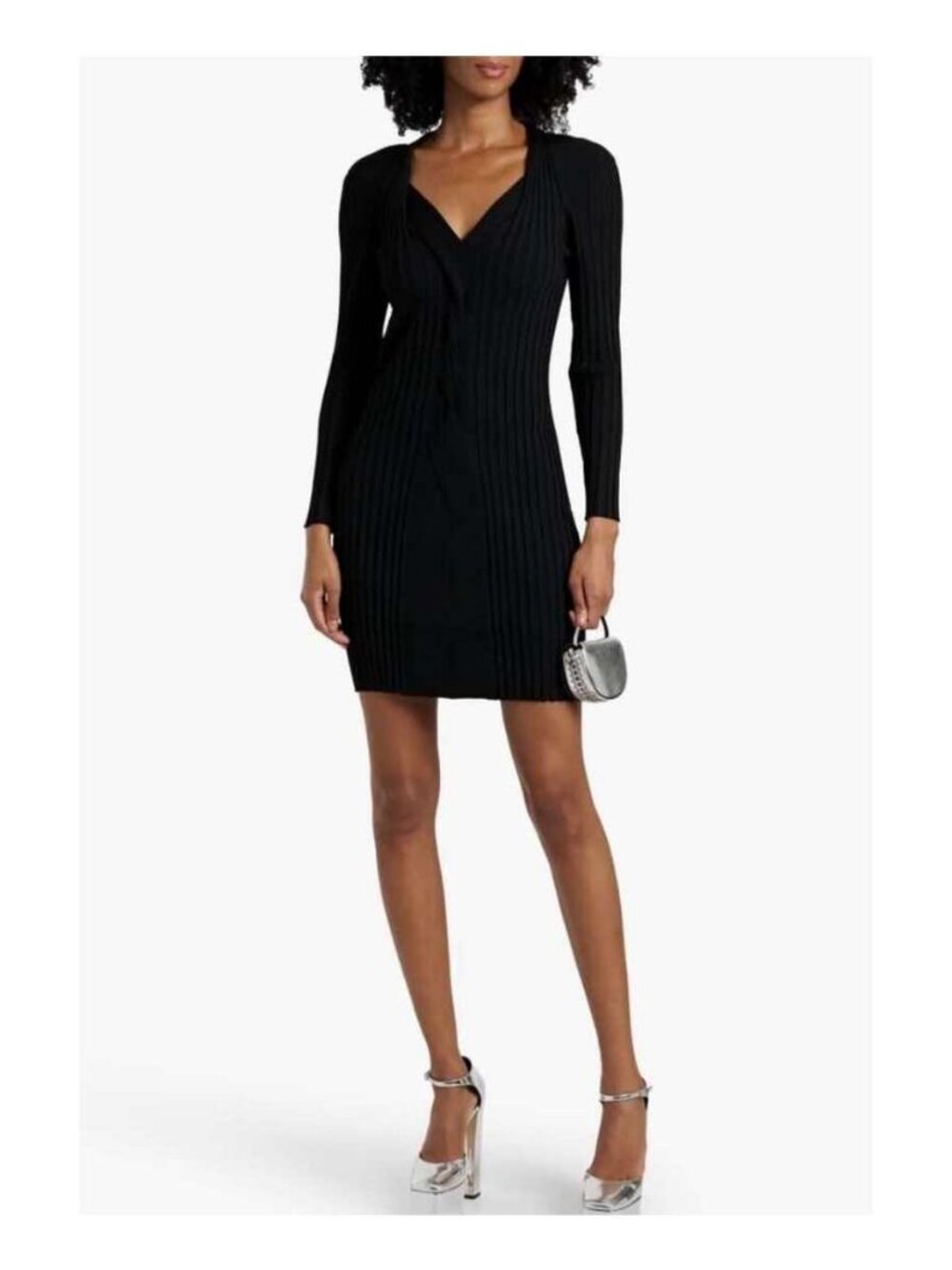 DVF Vernoique Black Ribbed Knit Dress XS NWT